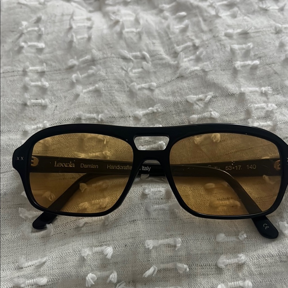 Leorola Black Sunglasses with Amber Lenses